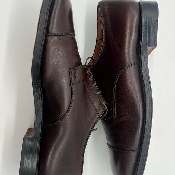 Brooks Brothers Mens 12 D Dark Brown Leather Oxford Cap Toe Dress Shoes 00063. - Picture 10 of 14